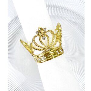 Gold Metal Crown Napkin Rings Set of 4